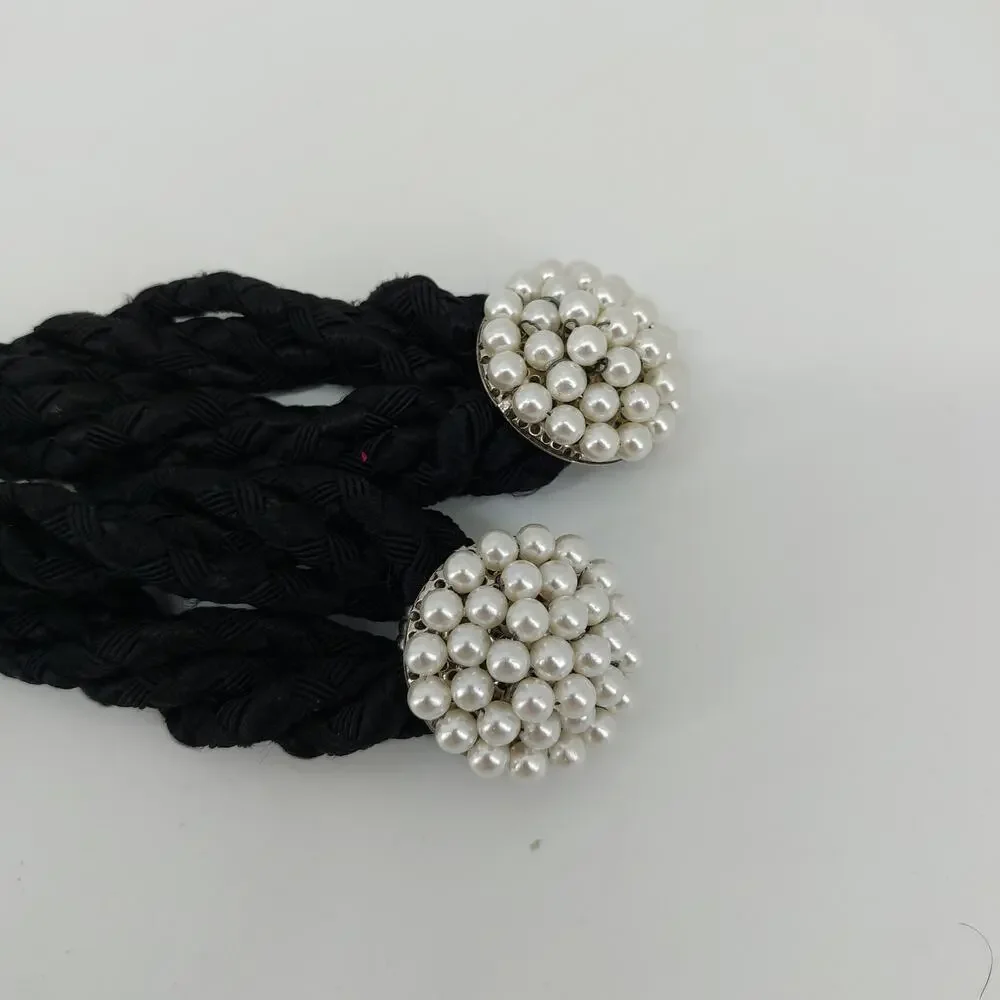 Vtg Womens Rope Pearl Cinch 80s Glam Belt Coquette XS